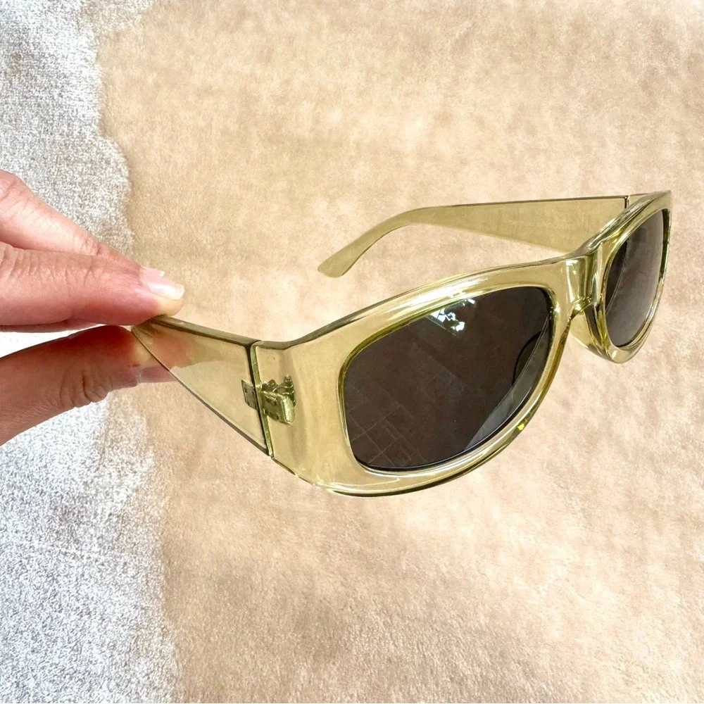 Y2K Clear Light Green Plastic Sunglasses